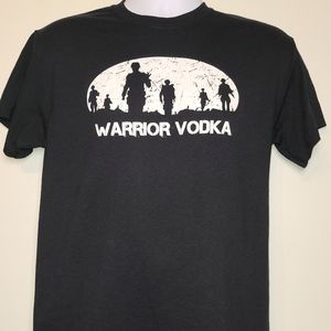 Warrior Vodka T-Shirt Black size Medium Shots fire